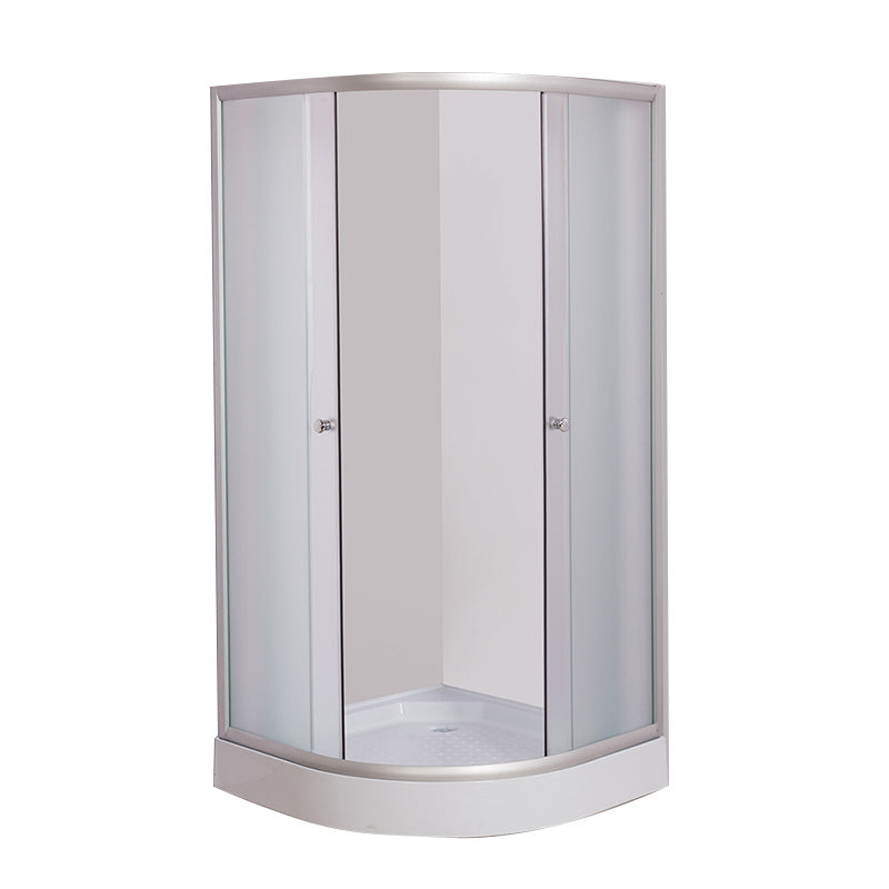 Double Sliding Shower Bath Door Semi Frameless Shower Door in Silver 39.4"L x 39.4"W x 76.8"H Clearhalo 'Bathroom Remodel & Bathroom Fixtures' 'Home Improvement' 'home_improvement' 'home_improvement_shower_tub_doors' 'Shower and Tub Doors' 'shower_tub_doors' 'Showers & Bathtubs' 7377167