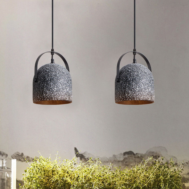 White/Black/Grey Dome Ceiling Pendant Light Vintage Cement 1-Light Hallway Hanging Lamp with Handle Clearhalo 'Ceiling Lights' 'Industrial Pendants' 'Industrial' 'Middle Century Pendants' 'Pendant Lights' 'Pendants' 'Tiffany' Lighting' 737761