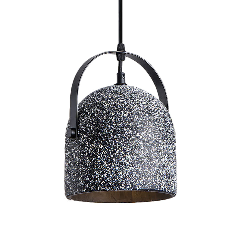 White/Black/Grey Dome Ceiling Pendant Light Vintage Cement 1-Light Hallway Hanging Lamp with Handle Clearhalo 'Ceiling Lights' 'Industrial Pendants' 'Industrial' 'Middle Century Pendants' 'Pendant Lights' 'Pendants' 'Tiffany' Lighting' 737762
