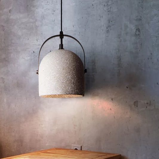 White/Black/Grey Dome Ceiling Pendant Light Vintage Cement 1-Light Hallway Hanging Lamp with Handle Clearhalo 'Ceiling Lights' 'Industrial Pendants' 'Industrial' 'Middle Century Pendants' 'Pendant Lights' 'Pendants' 'Tiffany' Lighting' 737765