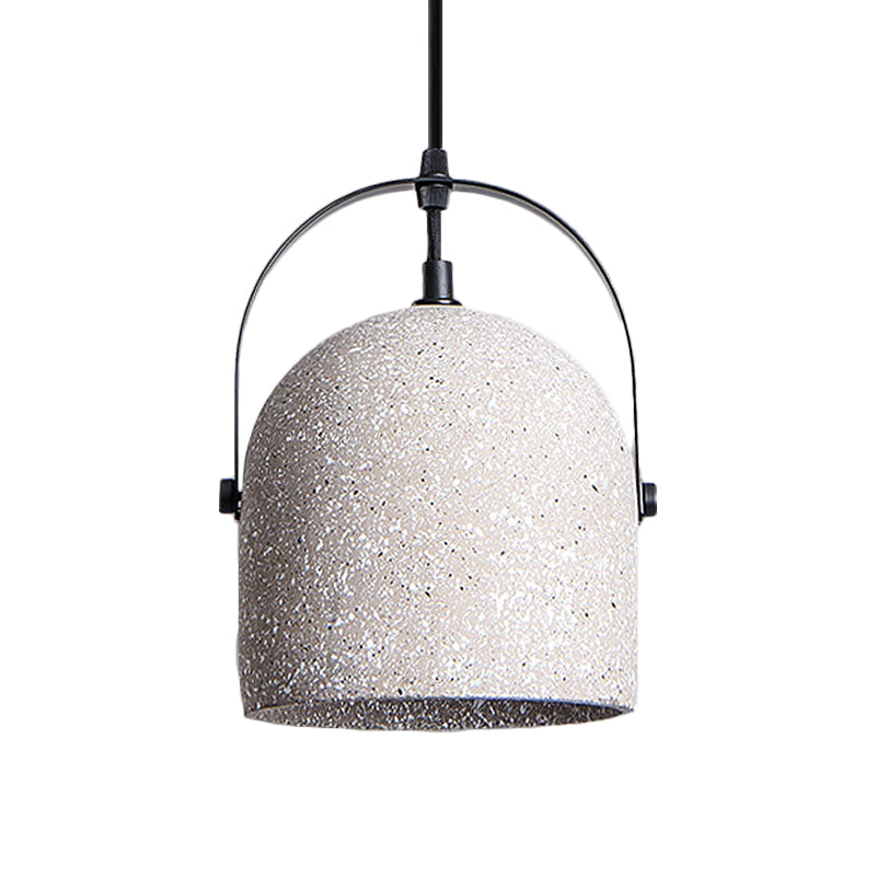 White/Black/Grey Dome Ceiling Pendant Light Vintage Cement 1-Light Hallway Hanging Lamp with Handle Clearhalo 'Ceiling Lights' 'Industrial Pendants' 'Industrial' 'Middle Century Pendants' 'Pendant Lights' 'Pendants' 'Tiffany' Lighting' 737767