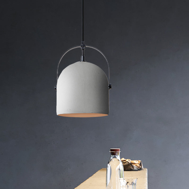 White/Black/Grey Dome Ceiling Pendant Light Vintage Cement 1-Light Hallway Hanging Lamp with Handle Clearhalo 'Ceiling Lights' 'Industrial Pendants' 'Industrial' 'Middle Century Pendants' 'Pendant Lights' 'Pendants' 'Tiffany' Lighting' 737769