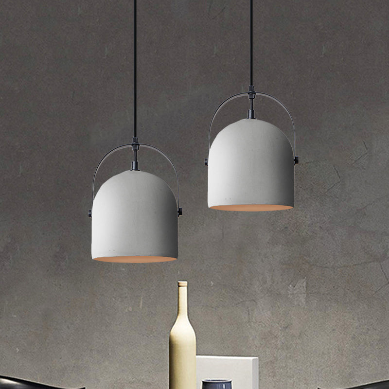 White/Black/Grey Dome Ceiling Pendant Light Vintage Cement 1-Light Hallway Hanging Lamp with Handle Clearhalo 'Ceiling Lights' 'Industrial Pendants' 'Industrial' 'Middle Century Pendants' 'Pendant Lights' 'Pendants' 'Tiffany' Lighting' 737770
