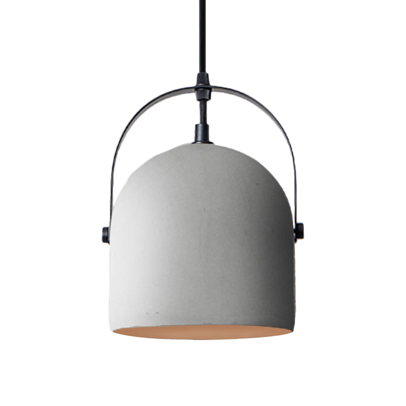 White/Black/Grey Dome Ceiling Pendant Light Vintage Cement 1-Light Hallway Hanging Lamp with Handle Clearhalo 'Ceiling Lights' 'Industrial Pendants' 'Industrial' 'Middle Century Pendants' 'Pendant Lights' 'Pendants' 'Tiffany' Lighting' 737771