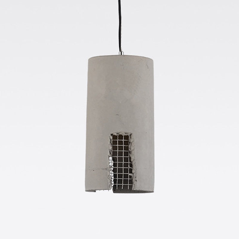 1 Bulb Hanging Ceiling Light Antiqued Cylinder/Dome Cement Pendant Lamp Fixture in Grey Clearhalo 'Ceiling Lights' 'Industrial Pendants' 'Industrial' 'Middle Century Pendants' 'Pendant Lights' 'Pendants' 'Tiffany' Lighting' 737774