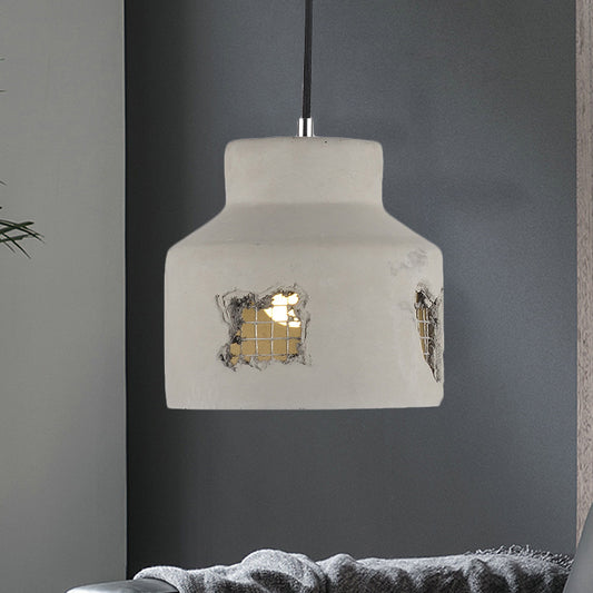 1 Bulb Hanging Ceiling Light Antiqued Cylinder/Dome Cement Pendant Lamp Fixture in Grey Grey Dome Clearhalo 'Ceiling Lights' 'Industrial Pendants' 'Industrial' 'Middle Century Pendants' 'Pendant Lights' 'Pendants' 'Tiffany' Lighting' 737776