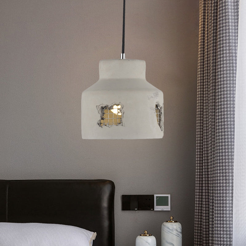 1 Bulb Hanging Ceiling Light Antiqued Cylinder/Dome Cement Pendant Lamp Fixture in Grey Clearhalo 'Ceiling Lights' 'Industrial Pendants' 'Industrial' 'Middle Century Pendants' 'Pendant Lights' 'Pendants' 'Tiffany' Lighting' 737777