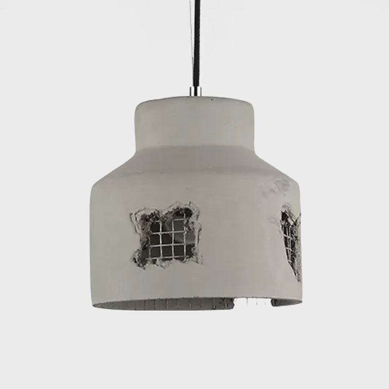 1 Bulb Hanging Ceiling Light Antiqued Cylinder/Dome Cement Pendant Lamp Fixture in Grey Clearhalo 'Ceiling Lights' 'Industrial Pendants' 'Industrial' 'Middle Century Pendants' 'Pendant Lights' 'Pendants' 'Tiffany' Lighting' 737779