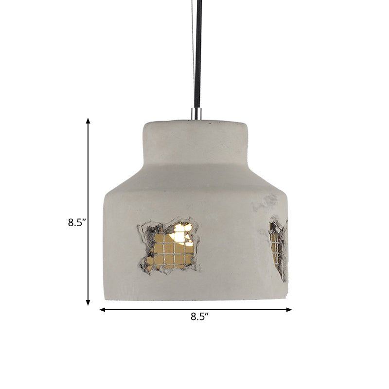 1 Bulb Hanging Ceiling Light Antiqued Cylinder/Dome Cement Pendant Lamp Fixture in Grey Clearhalo 'Ceiling Lights' 'Industrial Pendants' 'Industrial' 'Middle Century Pendants' 'Pendant Lights' 'Pendants' 'Tiffany' Lighting' 737780