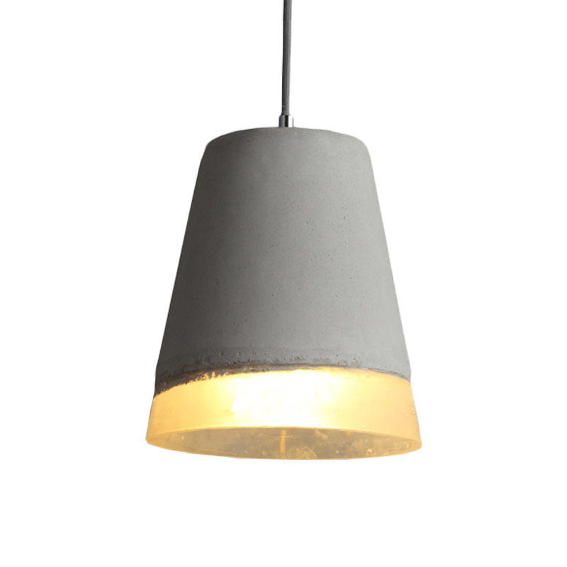 Grey 1-Head Pendant Light Kit Vintage Cement Bell Hanging Ceiling Lamp with Resin Detail Clearhalo 'Ceiling Lights' 'Industrial Pendants' 'Industrial' 'Middle Century Pendants' 'Pendant Lights' 'Pendants' 'Tiffany' Lighting' 737786