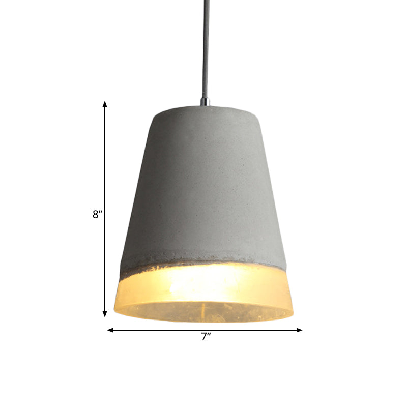 Grey 1-Head Pendant Light Kit Vintage Cement Bell Hanging Ceiling Lamp with Resin Detail Clearhalo 'Ceiling Lights' 'Industrial Pendants' 'Industrial' 'Middle Century Pendants' 'Pendant Lights' 'Pendants' 'Tiffany' Lighting' 737788