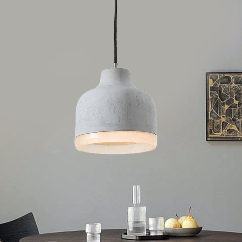 Cement Grey Hanging Lighting Cone/Bowl/Dome 1-Light Industrial-Style Resin Pendant Ceiling Lamp Grey Dome Clearhalo 'Art Deco Pendants' 'Cast Iron' 'Ceiling Lights' 'Ceramic' 'Crystal' 'Industrial Pendants' 'Industrial' 'Metal' 'Middle Century Pendants' 'Pendant Lights' 'Pendants' 'Tiffany' Lighting' 737793