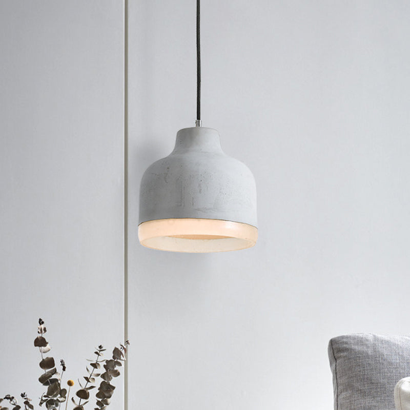 Cement Grey Hanging Lighting Cone/Bowl/Dome 1-Light Industrial-Style Resin Pendant Ceiling Lamp Clearhalo 'Art Deco Pendants' 'Cast Iron' 'Ceiling Lights' 'Ceramic' 'Crystal' 'Industrial Pendants' 'Industrial' 'Metal' 'Middle Century Pendants' 'Pendant Lights' 'Pendants' 'Tiffany' Lighting' 737794