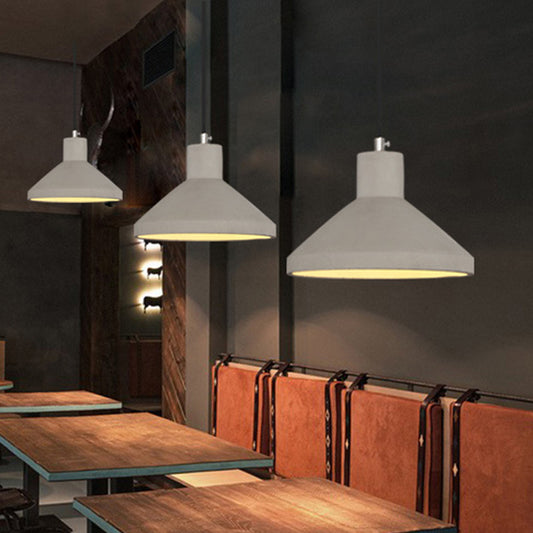 Wide Flare Coffee House Pendant Lamp Antiqued Cement 1-Bulb Grey Hanging Light Kit Clearhalo 'Ceiling Lights' 'Industrial Pendants' 'Industrial' 'Middle Century Pendants' 'Pendant Lights' 'Pendants' 'Tiffany' Lighting' 737804