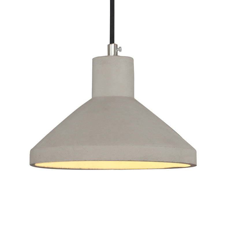 Wide Flare Coffee House Pendant Lamp Antiqued Cement 1-Bulb Grey Hanging Light Kit Clearhalo 'Ceiling Lights' 'Industrial Pendants' 'Industrial' 'Middle Century Pendants' 'Pendant Lights' 'Pendants' 'Tiffany' Lighting' 737805