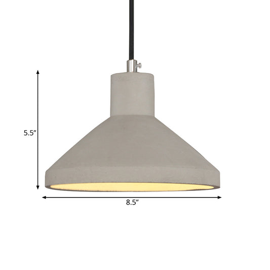 Wide Flare Coffee House Pendant Lamp Antiqued Cement 1-Bulb Grey Hanging Light Kit Clearhalo 'Ceiling Lights' 'Industrial Pendants' 'Industrial' 'Middle Century Pendants' 'Pendant Lights' 'Pendants' 'Tiffany' Lighting' 737806