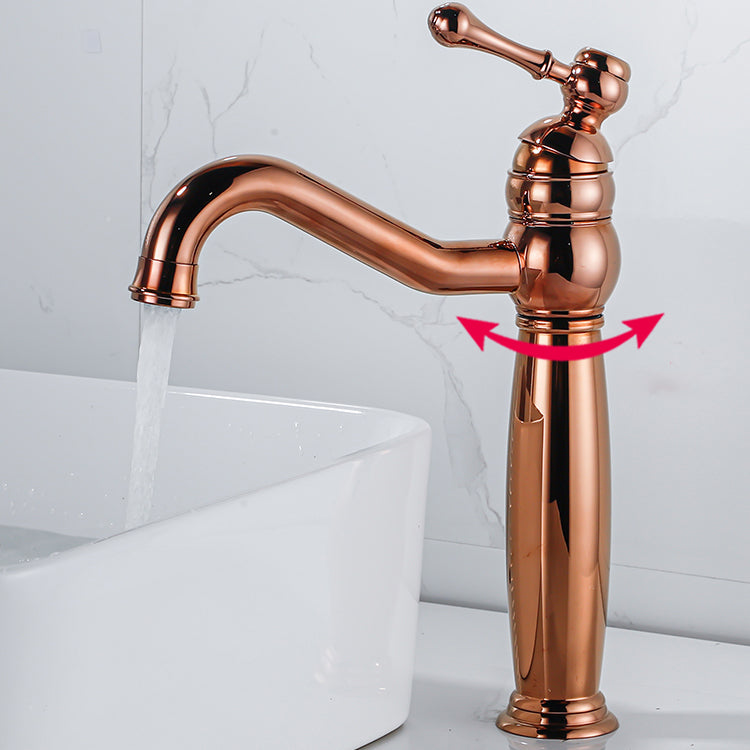 Traditional Vanity Sink Faucet Circular Single Lever Handle Vessel Sink Faucet Clearhalo 'Bathroom Remodel & Bathroom Fixtures' 'Bathroom Sink Faucets' 'Bathroom Sinks & Faucet Components' 'bathroom_sink_faucets' 'Home Improvement' 'home_improvement' 'home_improvement_bathroom_sink_faucets' 7378182