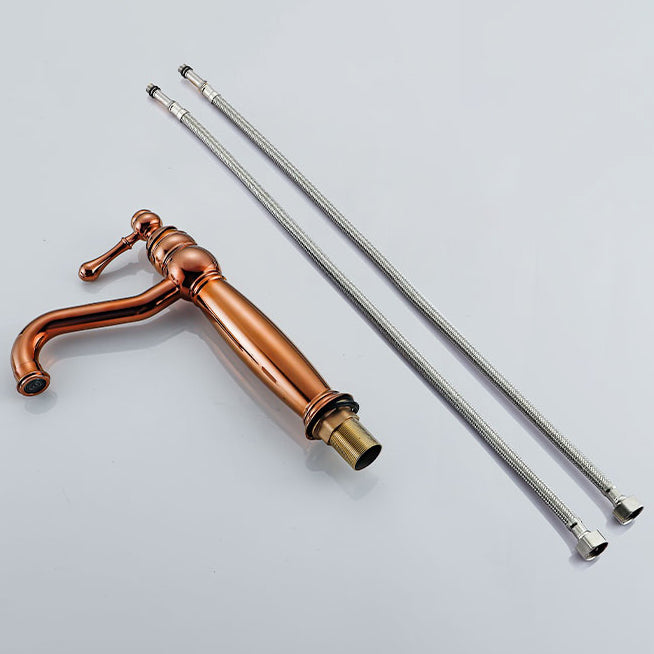 Traditional Vanity Sink Faucet Circular Single Lever Handle Vessel Sink Faucet Clearhalo 'Bathroom Remodel & Bathroom Fixtures' 'Bathroom Sink Faucets' 'Bathroom Sinks & Faucet Components' 'bathroom_sink_faucets' 'Home Improvement' 'home_improvement' 'home_improvement_bathroom_sink_faucets' 7378197