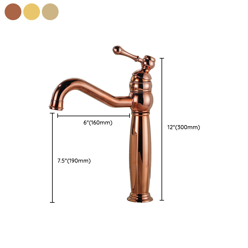 Traditional Vanity Sink Faucet Circular Single Lever Handle Vessel Sink Faucet Clearhalo 'Bathroom Remodel & Bathroom Fixtures' 'Bathroom Sink Faucets' 'Bathroom Sinks & Faucet Components' 'bathroom_sink_faucets' 'Home Improvement' 'home_improvement' 'home_improvement_bathroom_sink_faucets' 7378199