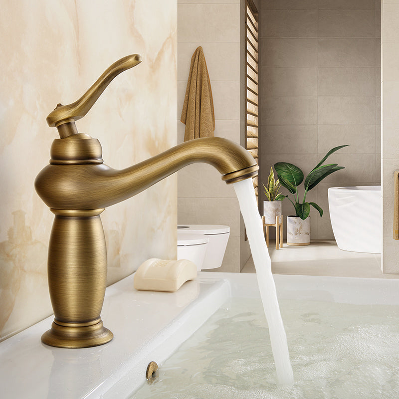Brass Bathroom Vessel Faucet Single Lever Handle Circular Sink Faucet with Water Hose Clearhalo 'Bathroom Remodel & Bathroom Fixtures' 'Bathroom Sink Faucets' 'Bathroom Sinks & Faucet Components' 'bathroom_sink_faucets' 'Home Improvement' 'home_improvement' 'home_improvement_bathroom_sink_faucets' 7378200