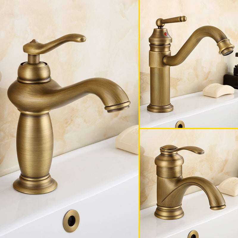 Brass Bathroom Vessel Faucet Single Lever Handle Circular Sink Faucet with Water Hose Clearhalo 'Bathroom Remodel & Bathroom Fixtures' 'Bathroom Sink Faucets' 'Bathroom Sinks & Faucet Components' 'bathroom_sink_faucets' 'Home Improvement' 'home_improvement' 'home_improvement_bathroom_sink_faucets' 7378203