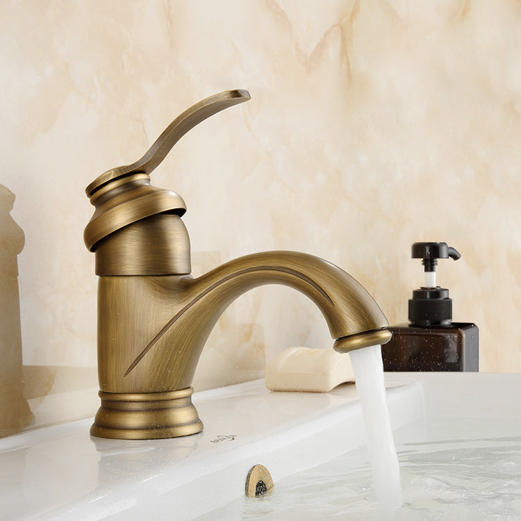 Brass Bathroom Vessel Faucet Single Lever Handle Circular Sink Faucet with Water Hose Clearhalo 'Bathroom Remodel & Bathroom Fixtures' 'Bathroom Sink Faucets' 'Bathroom Sinks & Faucet Components' 'bathroom_sink_faucets' 'Home Improvement' 'home_improvement' 'home_improvement_bathroom_sink_faucets' 7378206