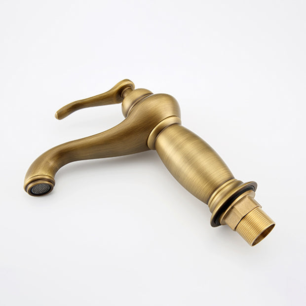 Brass Bathroom Vessel Faucet Single Lever Handle Circular Sink Faucet with Water Hose Clearhalo 'Bathroom Remodel & Bathroom Fixtures' 'Bathroom Sink Faucets' 'Bathroom Sinks & Faucet Components' 'bathroom_sink_faucets' 'Home Improvement' 'home_improvement' 'home_improvement_bathroom_sink_faucets' 7378208