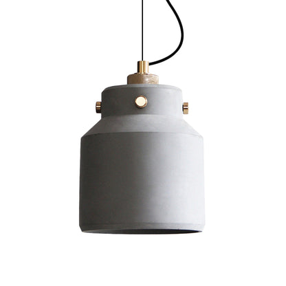 Grey Can/Barn Hanging Light Fixture Vintage Cement 1 Bulb 7"/10"/12.5" Wide Bar-Island Pendant Ceiling Lamp Grey 7" Clearhalo 'Ceiling Lights' 'Industrial Pendants' 'Industrial' 'Middle Century Pendants' 'Pendant Lights' 'Pendants' 'Tiffany' Lighting' 737821