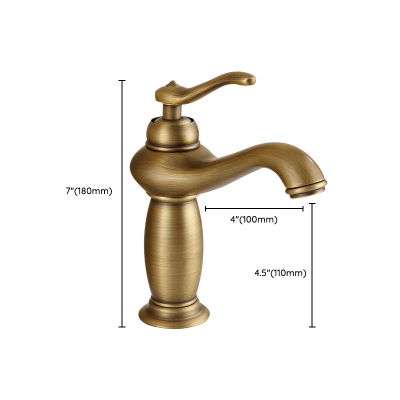 Brass Bathroom Vessel Faucet Single Lever Handle Circular Sink Faucet with Water Hose Clearhalo 'Bathroom Remodel & Bathroom Fixtures' 'Bathroom Sink Faucets' 'Bathroom Sinks & Faucet Components' 'bathroom_sink_faucets' 'Home Improvement' 'home_improvement' 'home_improvement_bathroom_sink_faucets' 7378213
