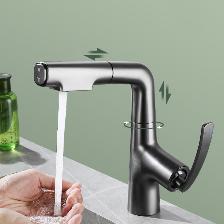 Stainless Steel Bathroom Faucet Swivel Single Lever Handle Circular Vessel Sink Faucet Clearhalo 'bathroom_sink_faucets' 'Conjunta de Baño y Conjunta de Grifo' 'Coronamiento de Baño y Dispositivo de Baño' 'Grifo del lavabo del baño' 'Hogar' 'home_improvement' 'home_improvement_bathroom_sink_faucets' 'Mejoras para el hogar' 7378216