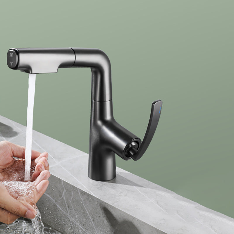 Stainless Steel Bathroom Faucet Swivel Single Lever Handle Circular Vessel Sink Faucet Gris Clearhalo 'bathroom_sink_faucets' 'Conjunta de Baño y Conjunta de Grifo' 'Coronamiento de Baño y Dispositivo de Baño' 'Grifo del lavabo del baño' 'Hogar' 'home_improvement' 'home_improvement_bathroom_sink_faucets' 'Mejoras para el hogar' 7378217