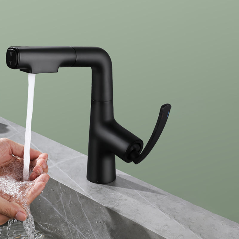 Stainless Steel Bathroom Faucet Swivel Single Lever Handle Circular Vessel Sink Faucet Negro Clearhalo 'bathroom_sink_faucets' 'Conjunta de Baño y Conjunta de Grifo' 'Coronamiento de Baño y Dispositivo de Baño' 'Grifo del lavabo del baño' 'Hogar' 'home_improvement' 'home_improvement_bathroom_sink_faucets' 'Mejoras para el hogar' 7378218