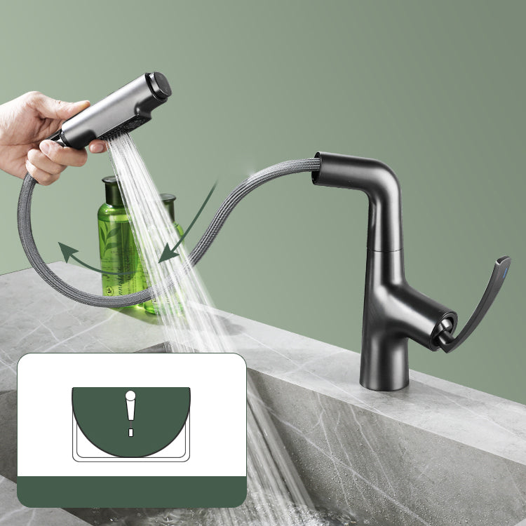 Stainless Steel Bathroom Faucet Swivel Single Lever Handle Circular Vessel Sink Faucet Clearhalo 'bathroom_sink_faucets' 'Conjunta de Baño y Conjunta de Grifo' 'Coronamiento de Baño y Dispositivo de Baño' 'Grifo del lavabo del baño' 'Hogar' 'home_improvement' 'home_improvement_bathroom_sink_faucets' 'Mejoras para el hogar' 7378219