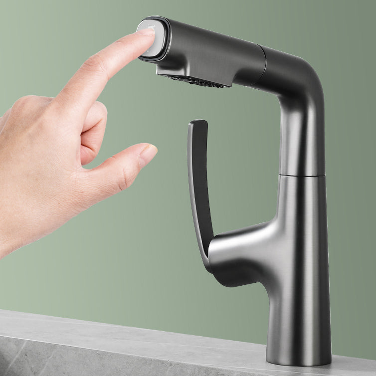 Stainless Steel Bathroom Faucet Swivel Single Lever Handle Circular Vessel Sink Faucet Clearhalo 'bathroom_sink_faucets' 'Conjunta de Baño y Conjunta de Grifo' 'Coronamiento de Baño y Dispositivo de Baño' 'Grifo del lavabo del baño' 'Hogar' 'home_improvement' 'home_improvement_bathroom_sink_faucets' 'Mejoras para el hogar' 7378221
