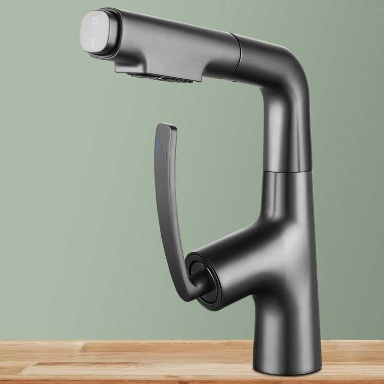 Stainless Steel Bathroom Faucet Swivel Single Lever Handle Circular Vessel Sink Faucet Clearhalo 'bathroom_sink_faucets' 'Conjunta de Baño y Conjunta de Grifo' 'Coronamiento de Baño y Dispositivo de Baño' 'Grifo del lavabo del baño' 'Hogar' 'home_improvement' 'home_improvement_bathroom_sink_faucets' 'Mejoras para el hogar' 7378223