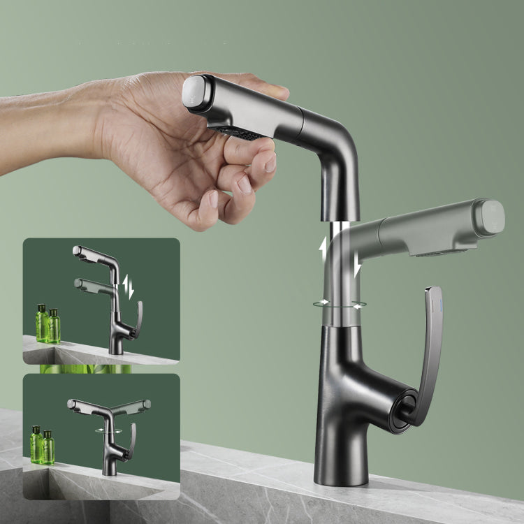 Stainless Steel Bathroom Faucet Swivel Single Lever Handle Circular Vessel Sink Faucet Clearhalo 'bathroom_sink_faucets' 'Conjunta de Baño y Conjunta de Grifo' 'Coronamiento de Baño y Dispositivo de Baño' 'Grifo del lavabo del baño' 'Hogar' 'home_improvement' 'home_improvement_bathroom_sink_faucets' 'Mejoras para el hogar' 7378225