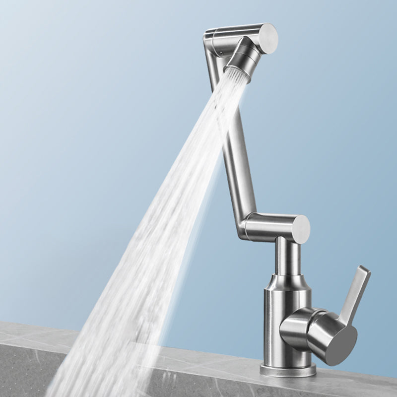 Swivel Spout Vessel Sink Faucet Stainless Steel Lever Handle Sink Faucet with Water Hose 31.5 Inches Clearhalo 'Bathroom Remodel & Bathroom Fixtures' 'Bathroom Sink Faucets' 'Bathroom Sinks & Faucet Components' 'bathroom_sink_faucets' 'Home Improvement' 'home_improvement' 'home_improvement_bathroom_sink_faucets' 7378232