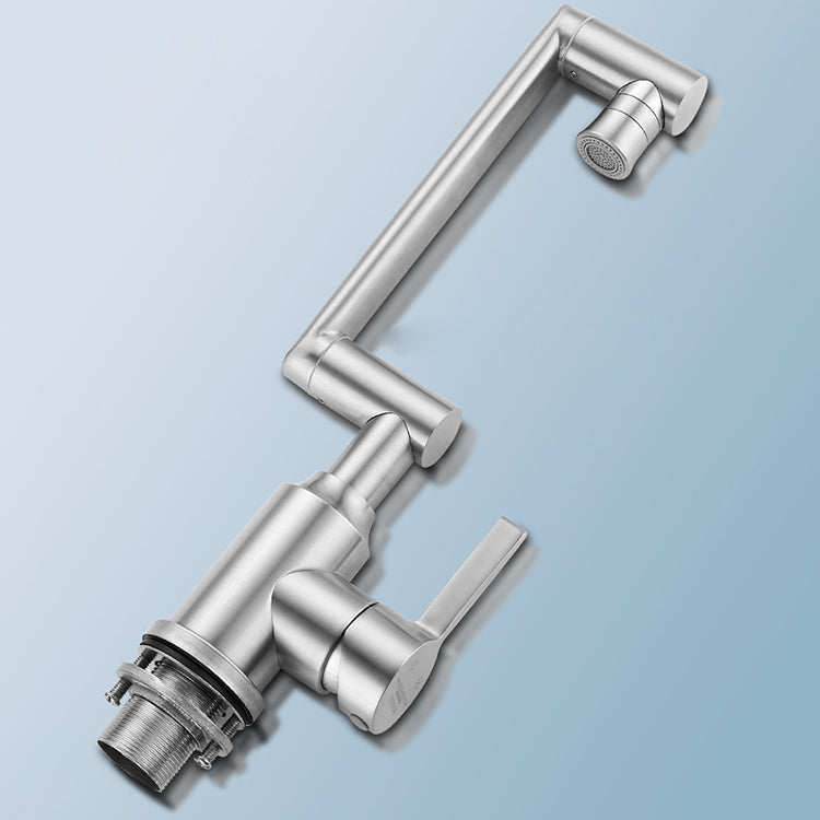 Swivel Spout Vessel Sink Faucet Stainless Steel Lever Handle Sink Faucet with Water Hose Clearhalo 'Bathroom Remodel & Bathroom Fixtures' 'Bathroom Sink Faucets' 'Bathroom Sinks & Faucet Components' 'bathroom_sink_faucets' 'Home Improvement' 'home_improvement' 'home_improvement_bathroom_sink_faucets' 7378239