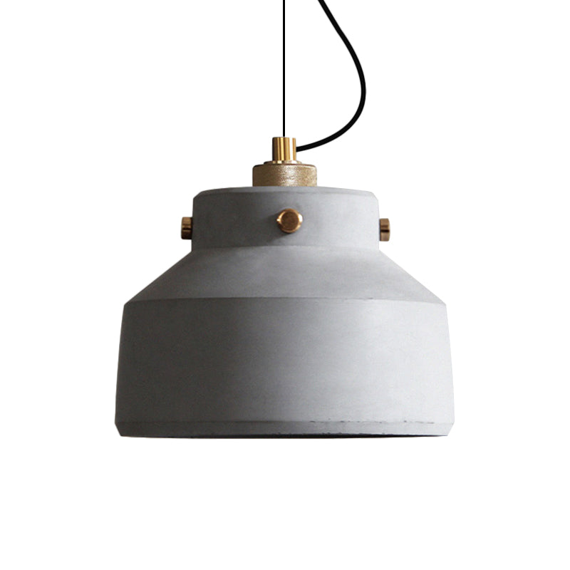 Grey Can/Barn Hanging Light Fixture Vintage Cement 1 Bulb 7"/10"/12.5" Wide Bar-Island Pendant Ceiling Lamp Clearhalo 'Ceiling Lights' 'Industrial Pendants' 'Industrial' 'Middle Century Pendants' 'Pendant Lights' 'Pendants' 'Tiffany' Lighting' 737826