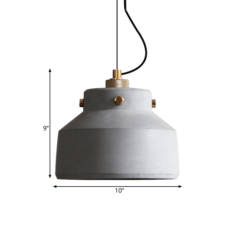 Grey Can/Barn Hanging Light Fixture Vintage Cement 1 Bulb 7"/10"/12.5" Wide Bar-Island Pendant Ceiling Lamp Clearhalo 'Ceiling Lights' 'Industrial Pendants' 'Industrial' 'Middle Century Pendants' 'Pendant Lights' 'Pendants' 'Tiffany' Lighting' 737827