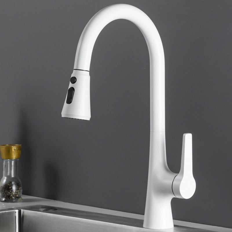 Modern Style Kitchen Faucet Gooseneck Copper Lever Handle Kitchen Faucet Clearhalo 'Home Improvement' 'home_improvement' 'home_improvement_kitchen_faucets' 'Kitchen Faucets' 'Kitchen Remodel & Kitchen Fixtures' 'Kitchen Sinks & Faucet Components' 'kitchen_faucets' 7378275
