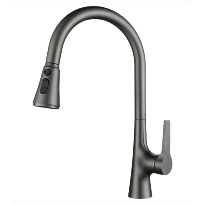 Modern Style Kitchen Faucet Gooseneck Copper Lever Handle Kitchen Faucet Clearhalo 'Home Improvement' 'home_improvement' 'home_improvement_kitchen_faucets' 'Kitchen Faucets' 'Kitchen Remodel & Kitchen Fixtures' 'Kitchen Sinks & Faucet Components' 'kitchen_faucets' 7378280