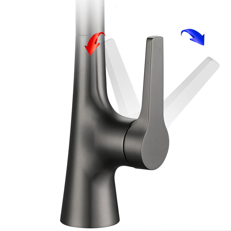 Modern Style Kitchen Faucet Gooseneck Copper Lever Handle Kitchen Faucet Clearhalo 'Home Improvement' 'home_improvement' 'home_improvement_kitchen_faucets' 'Kitchen Faucets' 'Kitchen Remodel & Kitchen Fixtures' 'Kitchen Sinks & Faucet Components' 'kitchen_faucets' 7378282