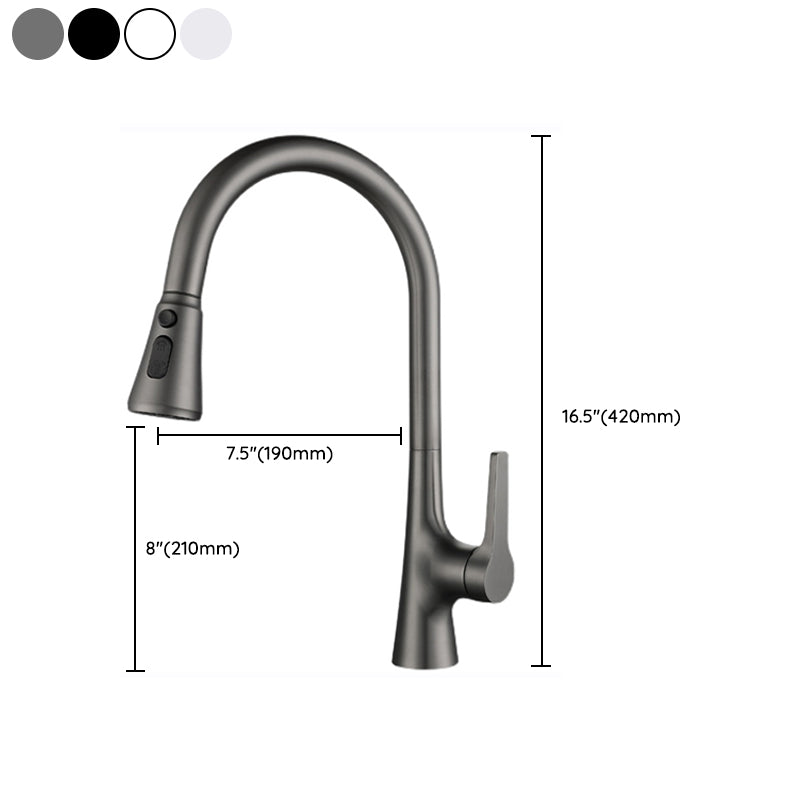 Modern Style Kitchen Faucet Gooseneck Copper Lever Handle Kitchen Faucet Clearhalo 'Home Improvement' 'home_improvement' 'home_improvement_kitchen_faucets' 'Kitchen Faucets' 'Kitchen Remodel & Kitchen Fixtures' 'Kitchen Sinks & Faucet Components' 'kitchen_faucets' 7378286