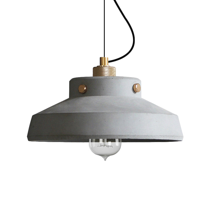 Grey Can/Barn Hanging Light Fixture Vintage Cement 1 Bulb 7"/10"/12.5" Wide Bar-Island Pendant Ceiling Lamp Clearhalo 'Ceiling Lights' 'Industrial Pendants' 'Industrial' 'Middle Century Pendants' 'Pendant Lights' 'Pendants' 'Tiffany' Lighting' 737831