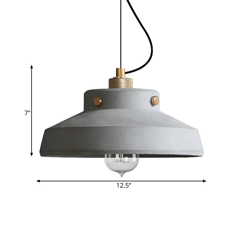 Grey Can/Barn Hanging Light Fixture Vintage Cement 1 Bulb 7"/10"/12.5" Wide Bar-Island Pendant Ceiling Lamp Clearhalo 'Ceiling Lights' 'Industrial Pendants' 'Industrial' 'Middle Century Pendants' 'Pendant Lights' 'Pendants' 'Tiffany' Lighting' 737832