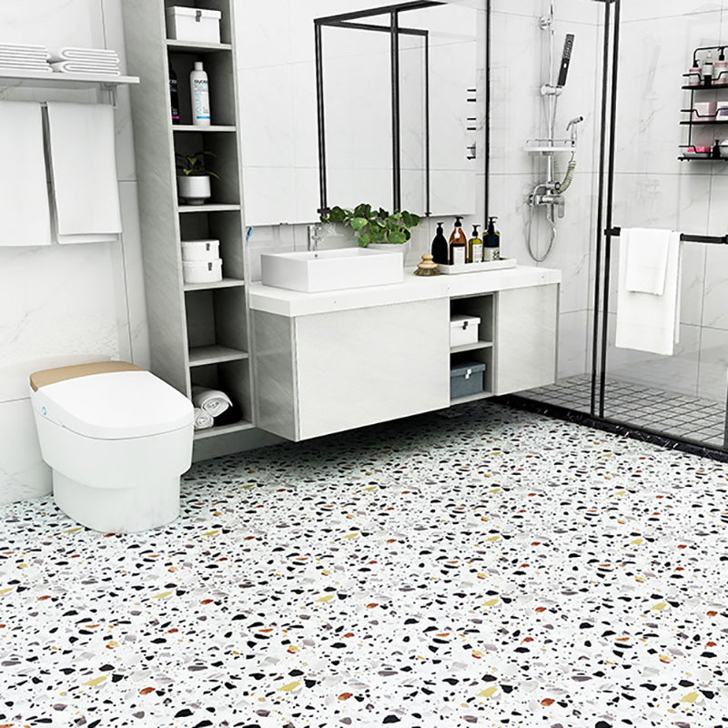 Square Plastic floor Water Resistant Peel & Stick Floor Tile Black White Clearhalo 'Flooring 'Home Improvement' 'home_improvement' 'home_improvement_vinyl_flooring' 'Vinyl Flooring' 'vinyl_flooring' Walls and Ceiling' 7378331