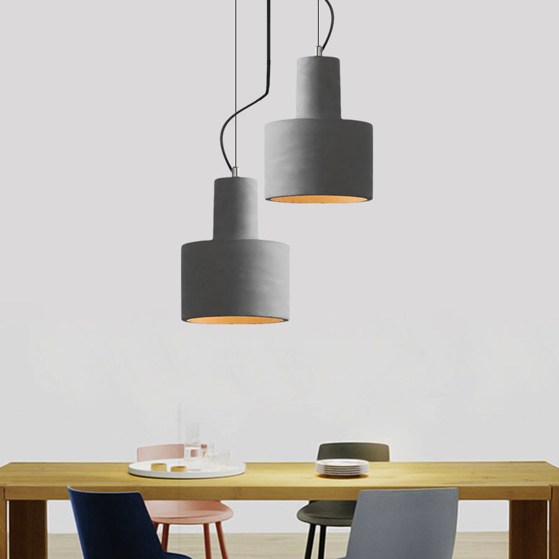 1-Light Ceiling Light Industrial Coffee Shop Hanging Pendant Lamp with Bowl/Dome/Trapezoid Cement Shade Clearhalo 'Ceiling Lights' 'Industrial Pendants' 'Industrial' 'Middle Century Pendants' 'Pendant Lights' 'Pendants' 'Tiffany' Lighting' 737834
