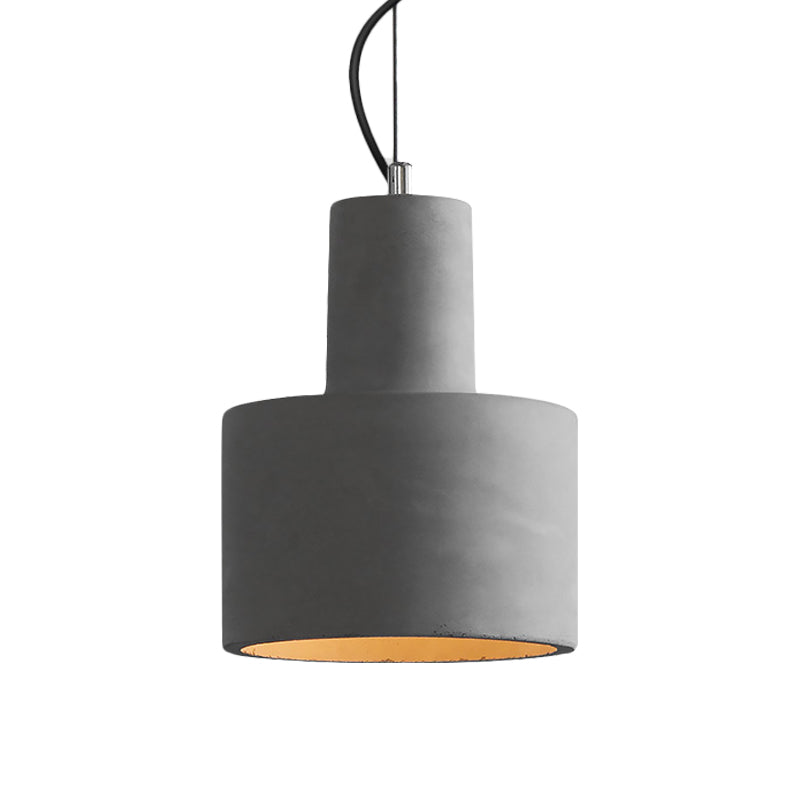 1-Light Ceiling Light Industrial Coffee Shop Hanging Pendant Lamp with Bowl/Dome/Trapezoid Cement Shade Clearhalo 'Ceiling Lights' 'Industrial Pendants' 'Industrial' 'Middle Century Pendants' 'Pendant Lights' 'Pendants' 'Tiffany' Lighting' 737835