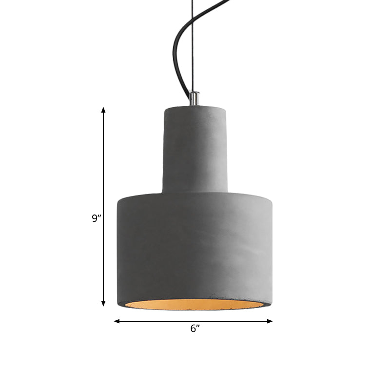 1-Light Ceiling Light Industrial Coffee Shop Hanging Pendant Lamp with Bowl/Dome/Trapezoid Cement Shade Clearhalo 'Ceiling Lights' 'Industrial Pendants' 'Industrial' 'Middle Century Pendants' 'Pendant Lights' 'Pendants' 'Tiffany' Lighting' 737836